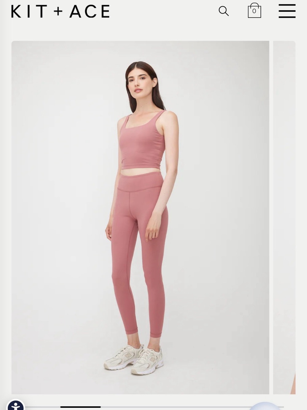 Kith Rose Seam Tank - Dusty Rose Crop Top and Leggings Set